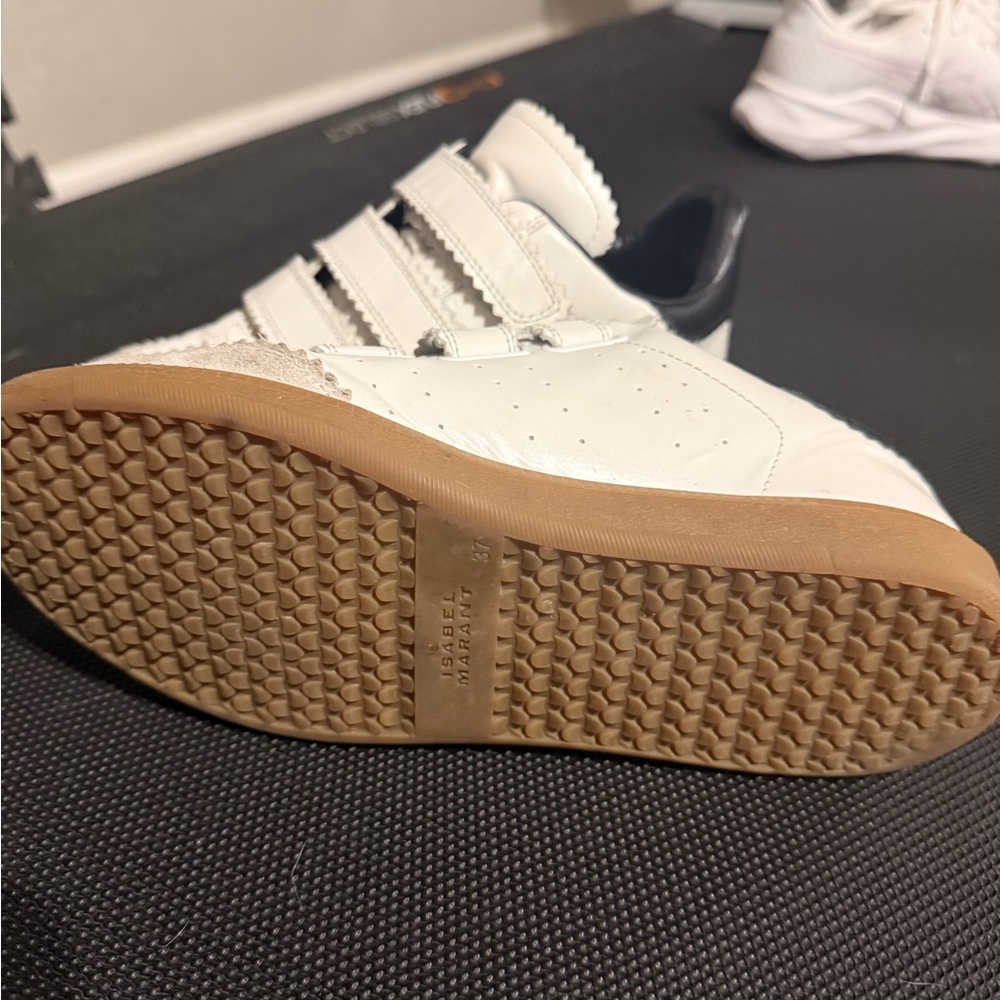 Isabel Marant White Leather Velcro Sneakers with Gum Sole